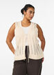Knitted vest with eyelet embroidery and tie fastening, Beige, Model image number 0