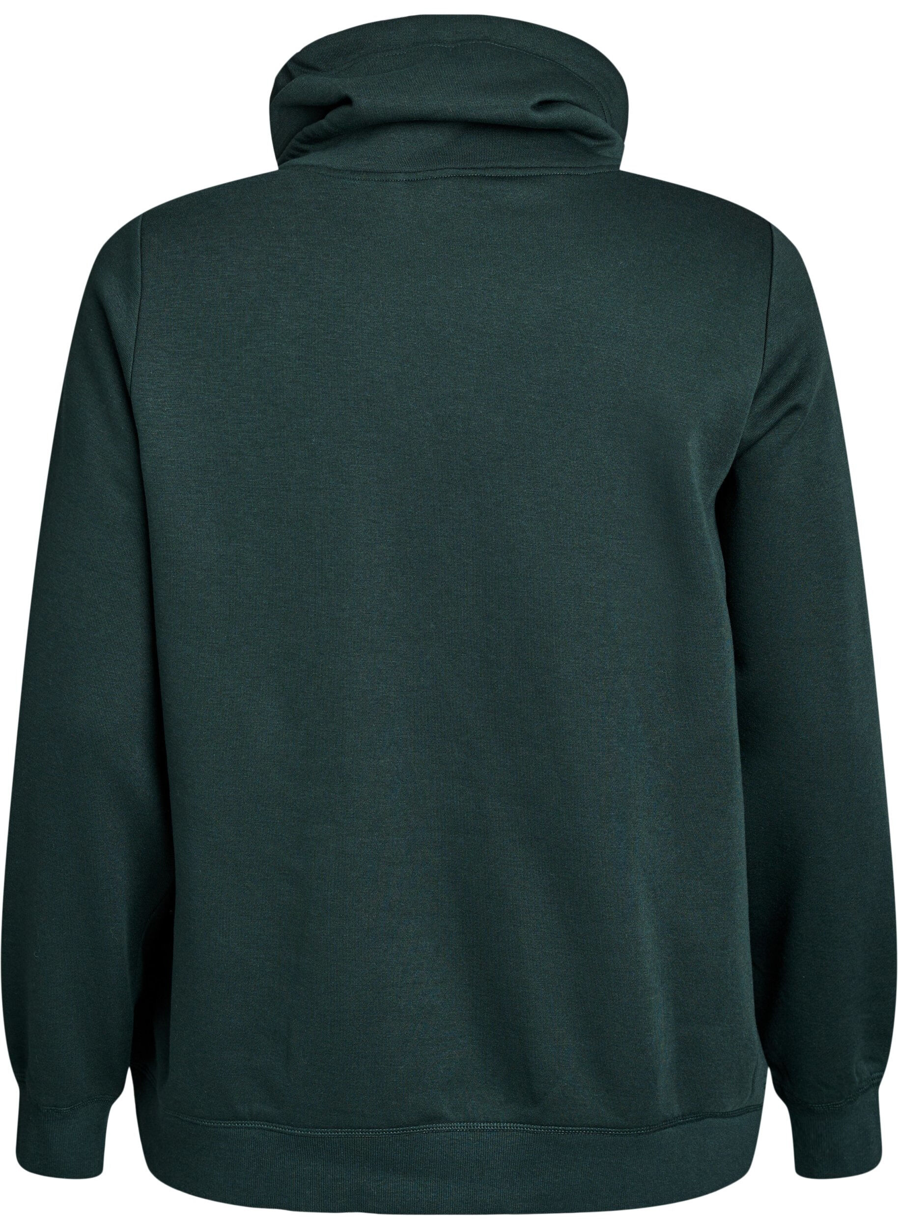 Zizzifashion Sweatshirt with high collar and pockets, Green, Packshot image number 1
