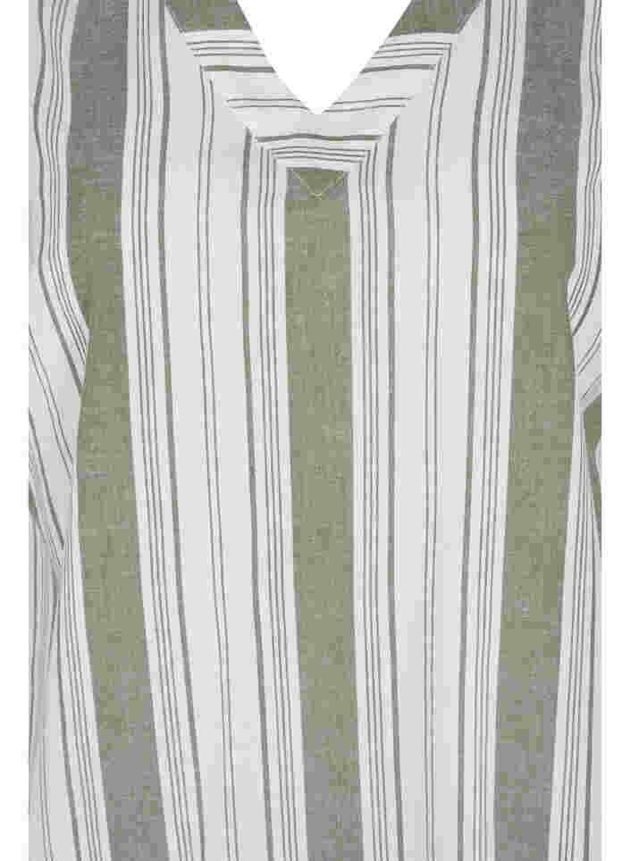 Striped cotton dress with short sleeves, Thyme Stripe, Packshot image number 2