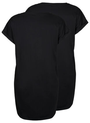 2-pack cotton dress with short sleeves, Black/Black, Packshot image number 1