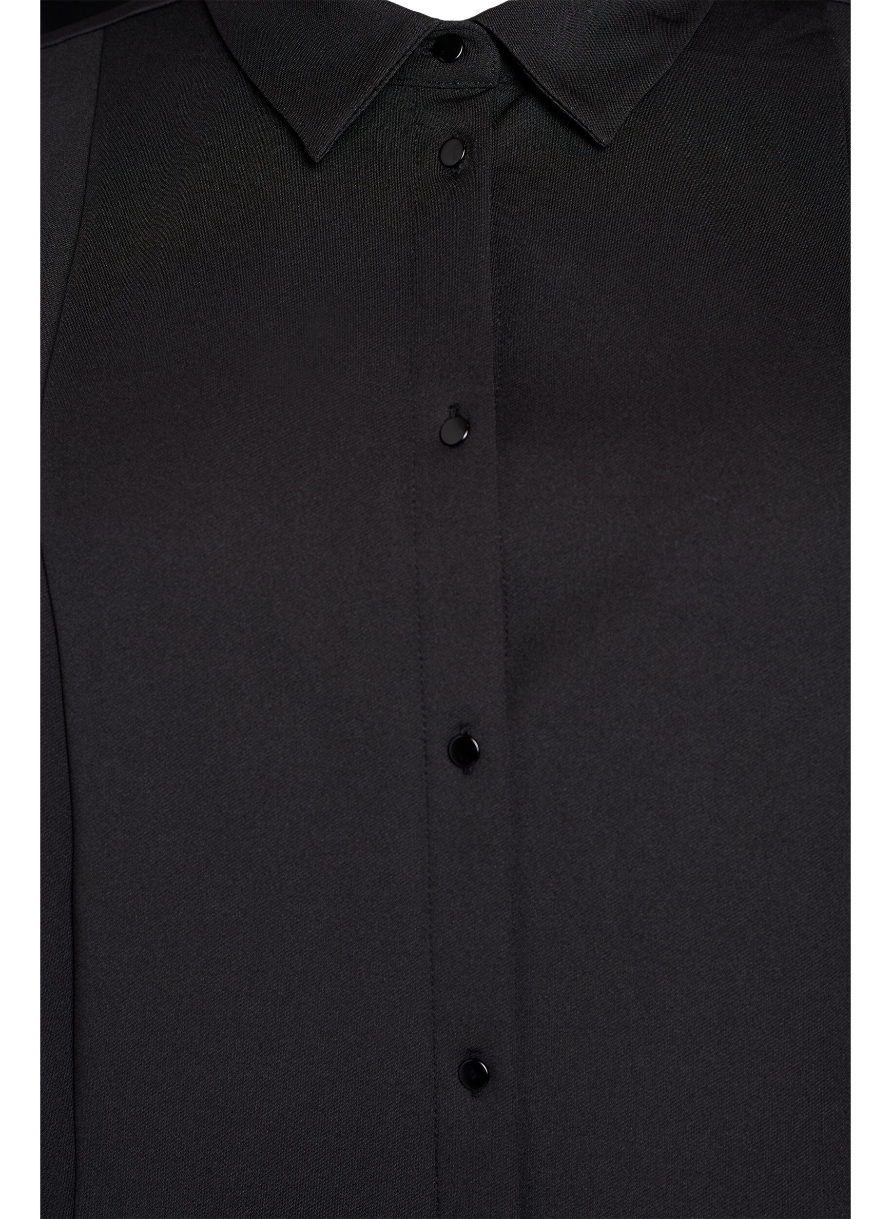 Zizzifashion Short shirt dress with 3/4 sleeves, Black, Packshot image number 2