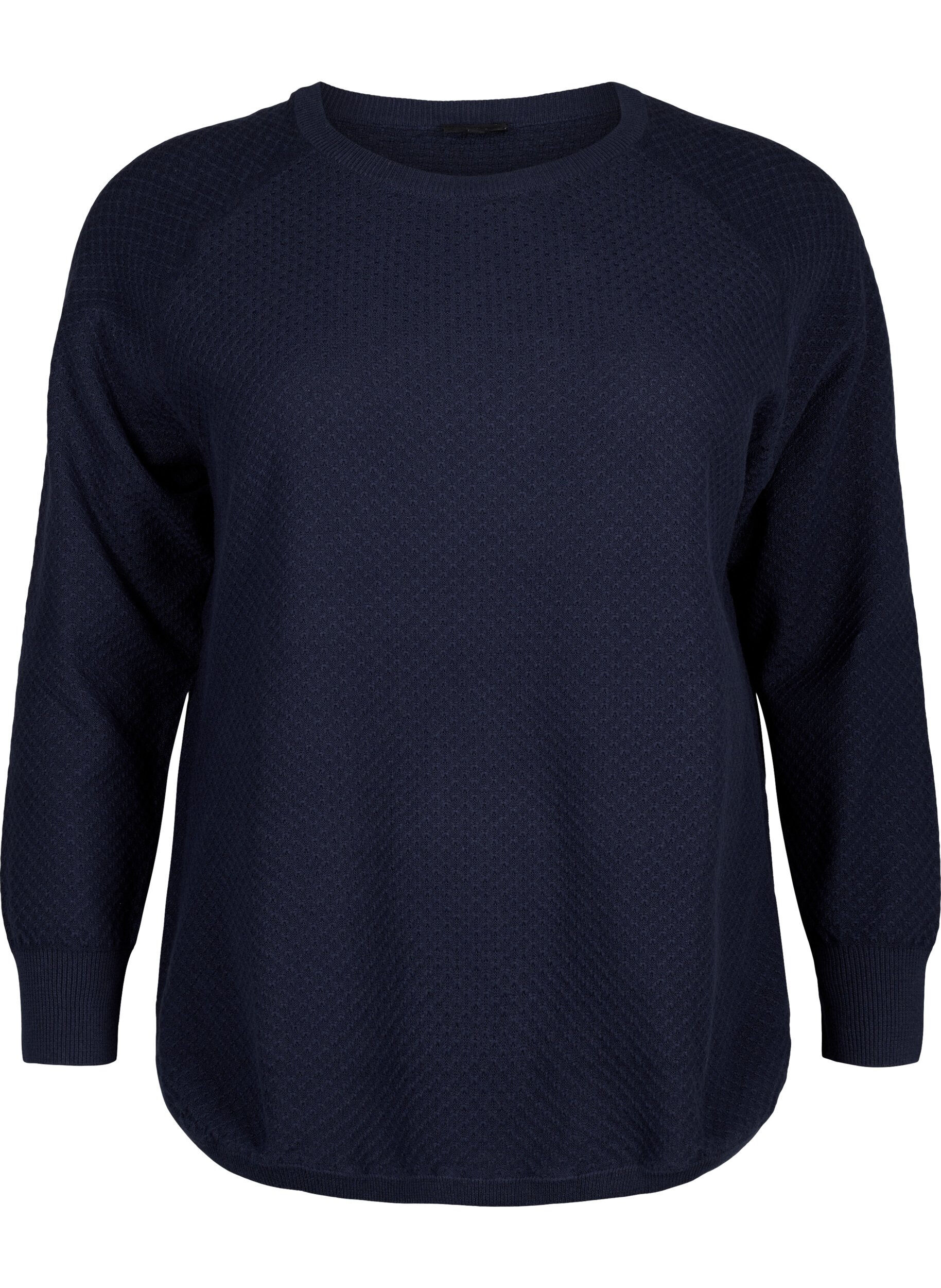 Zizzifashion Pullover in organic cotton with texture pattern, Navy Blazer, Packshot image number 0
