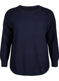Pullover in organic cotton with texture pattern, Navy Blazer, Packshot