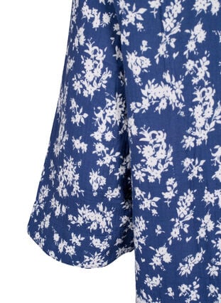 Floral nightshirt with 3/4 sleeves, V. Indigo Flower AOP, Packshot image number 3