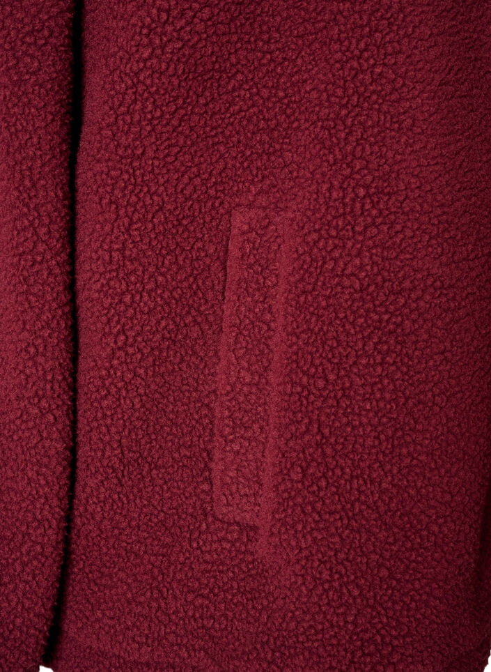Teddy jacket with eyelet embroidery trim and high collar, Red, Packshot image number 3