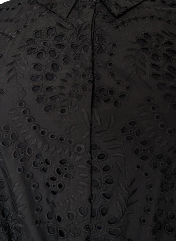 Shirt dress in broderie anglaise with a tie-belt, Black, Packshot image number 2