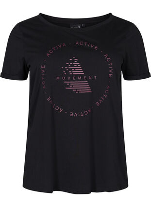 Training T-shirt with print, Black w. copper logo, Packshot image number 0