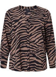 V-neck shirt with zebra print, Black/Brown Zebra, Packshot