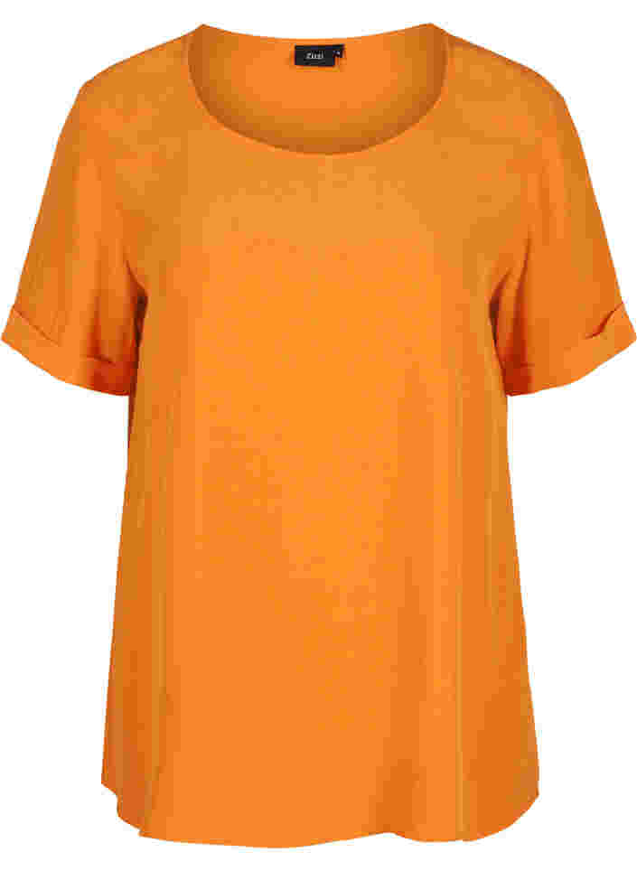 Short-sleeved viscose blouse, Orange Peel, Packshot image number 0