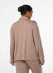 Long-sleeved jersey blouse with collar, Brown, Model image number 2