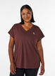 Loose training t-shirt with v-neck, Brown, Model image number 0