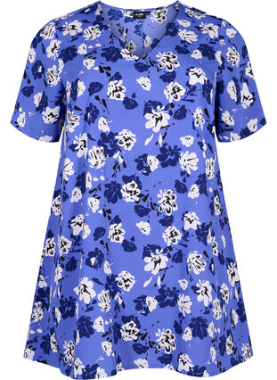 FLASH - Tunic with v neck and print, Amparo Blue Flower, Packshot image number 0