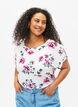 Floral viscose blouse with short sleeves, White Pink AOP, Model image number 0