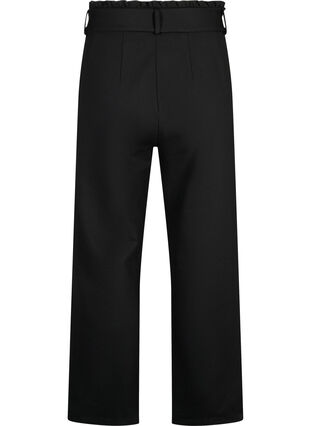 High-waisted trousers with ruffles and tie string, Black, Packshot image number 1