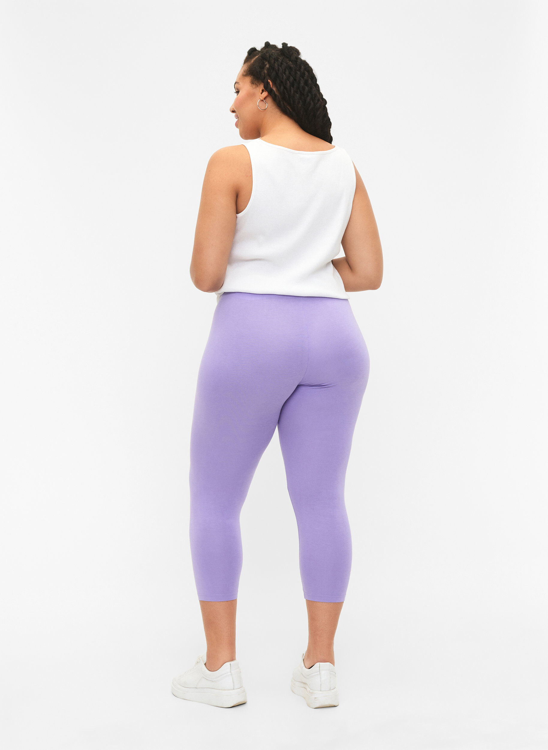 Zizzifashion Basic 3/4-length viscose leggings, Purple, Model image number 2