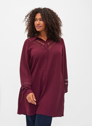 Long shirt with lace details, Winetasting, Model image number 0