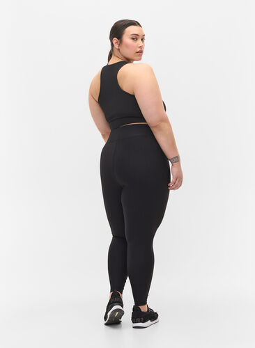 Ribbed gym leggings in a 7/8 length, Black, Model image number 1