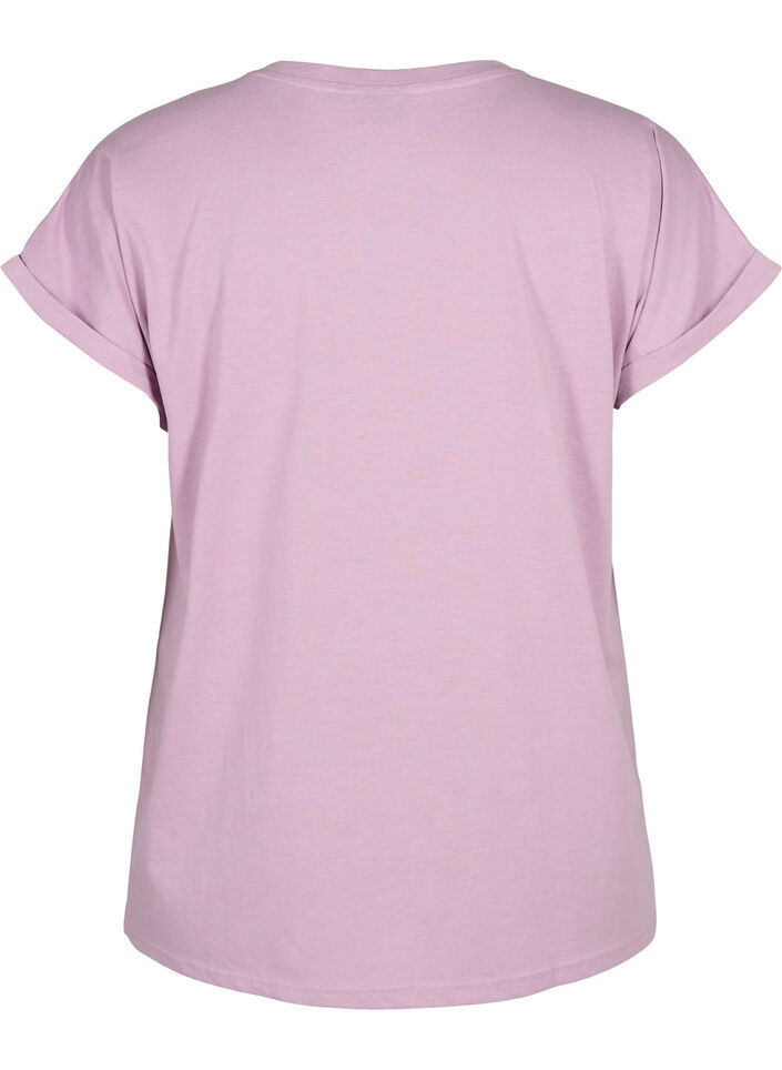 Short-sleeved cotton blend t-shirt, Purple, Packshot image number 1