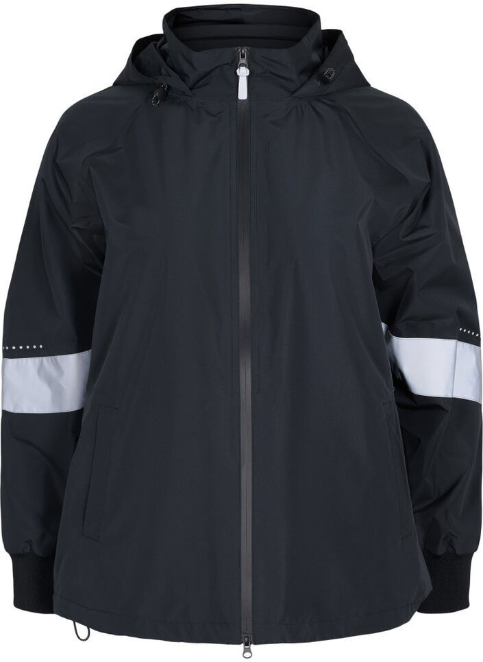 Rain jacket with reflective details, Black, Packshot image number 0