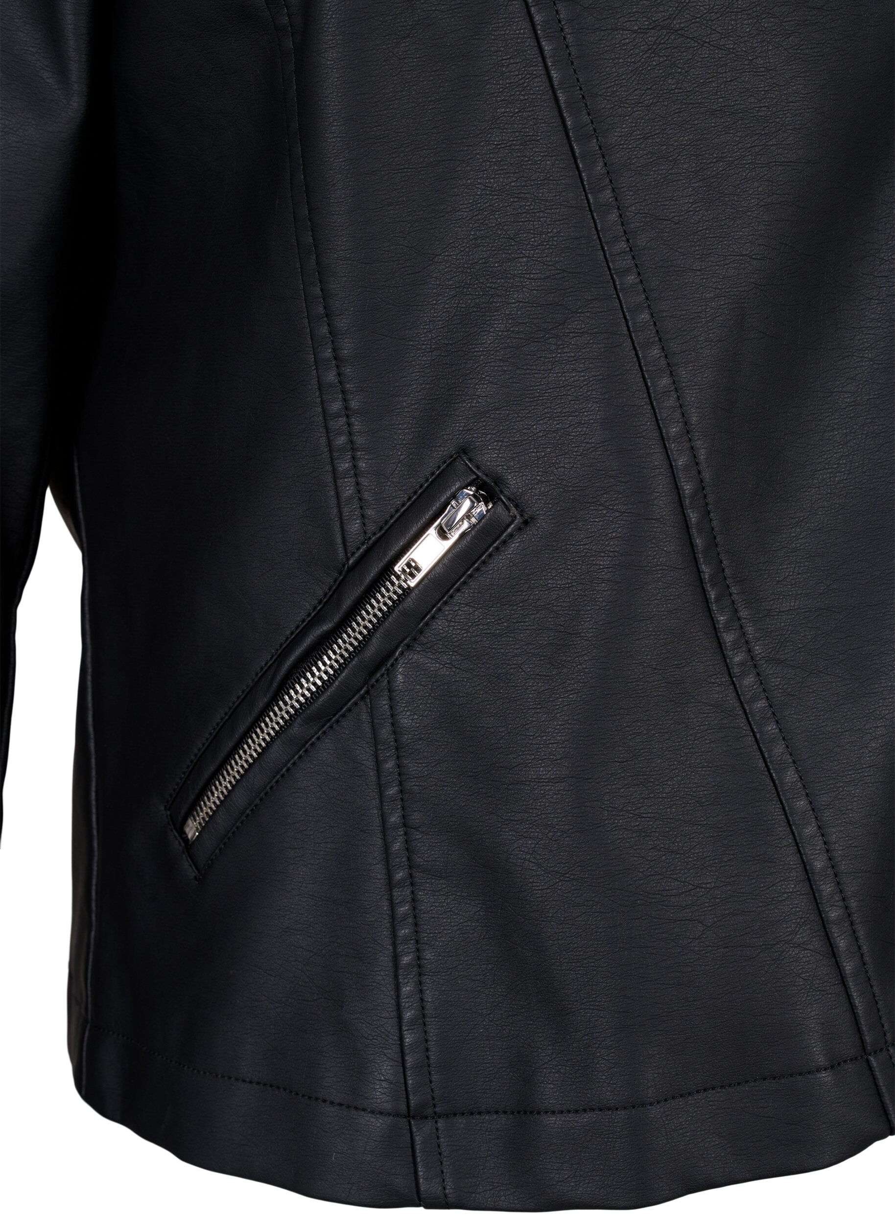 Zizzifashionbiker jacket in imitated leather, Black, Packshot image number 3