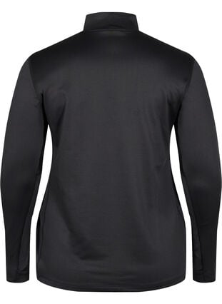 High neck exercise top with zip, Black, Packshot image number 1