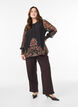 Blouse with paisley print and sheer sleeves, Black, Model image number 1