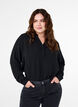 Long-sleeved shirt blouse with V-neck, Black, Model image number 0