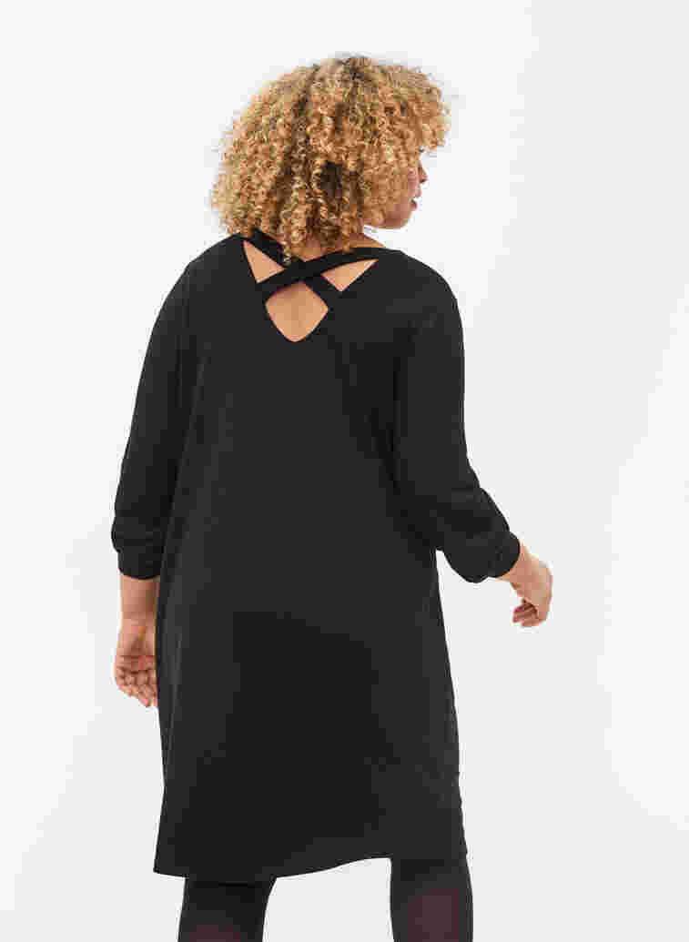 Long-sleeved dress with back detail, Black, Model image number 1