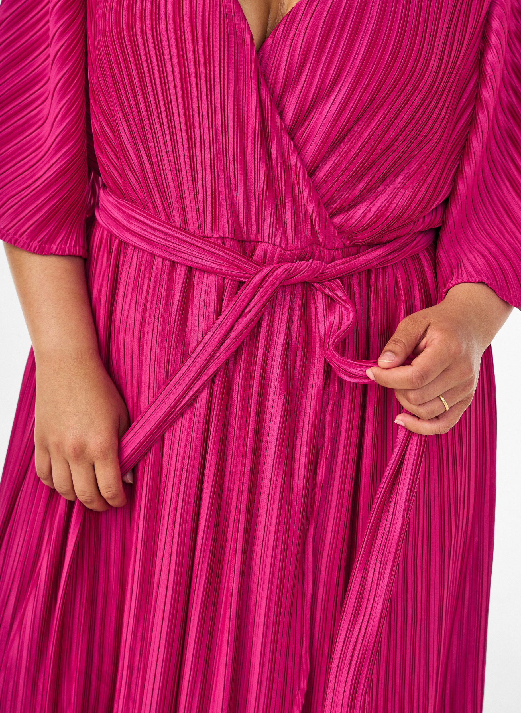 ZizzifashionPleated midi dress with batwing sleeves, Pink, Model image number 2