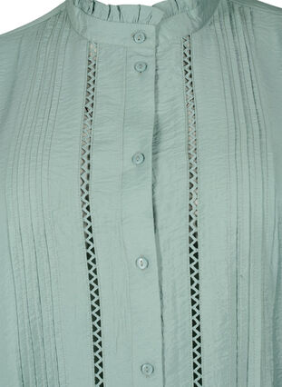 Viscose shirt blouse with ruffle collar, Chinois Green, Packshot image number 2