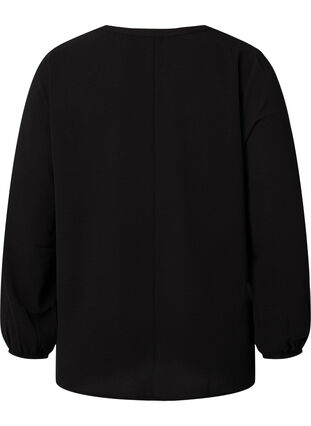 Plain colour top with v-neck, Black, Packshot image number 1