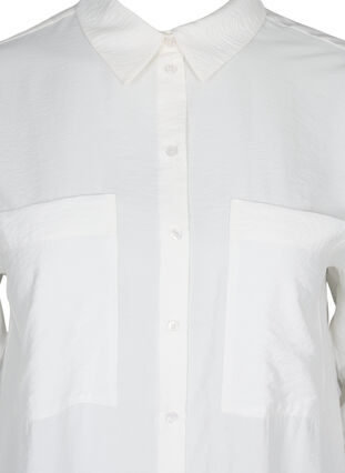 Long viscose shirt with pockets and slits, White, Packshot image number 2