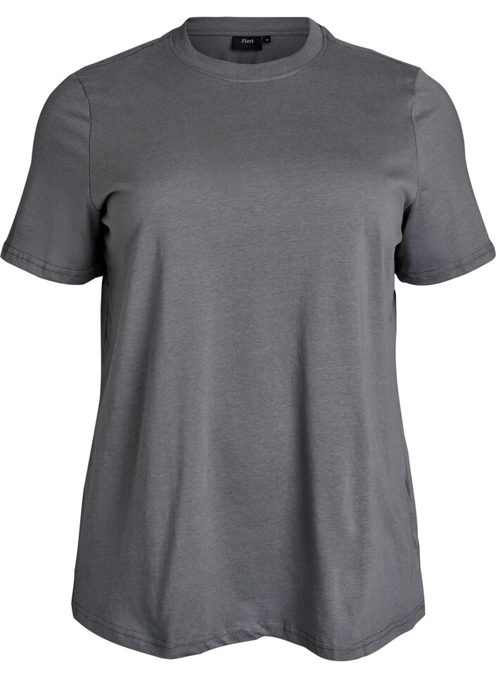 Basic cotton T-shirt with round neck, Grey, Packshot image number 0
