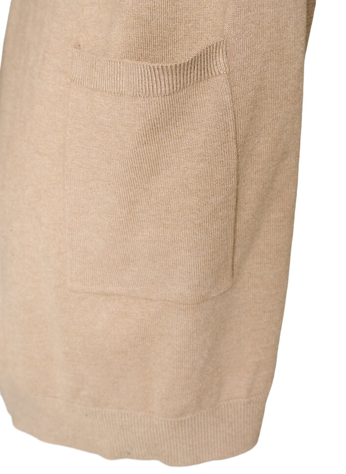 Long knitted cardigan in a viscose blend, Beige, Packshot image number 3