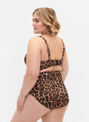 High waisted leopard print bikini bottom, Leopard Print, Model image number 1