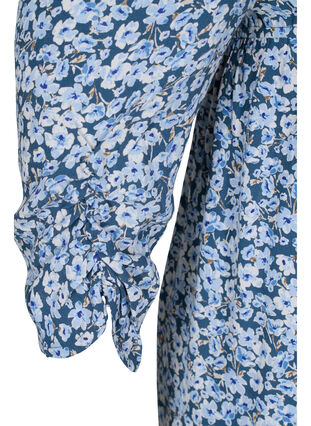 Maternity blouse in viscose and floral print, Blue Flower AOP, Packshot image number 3
