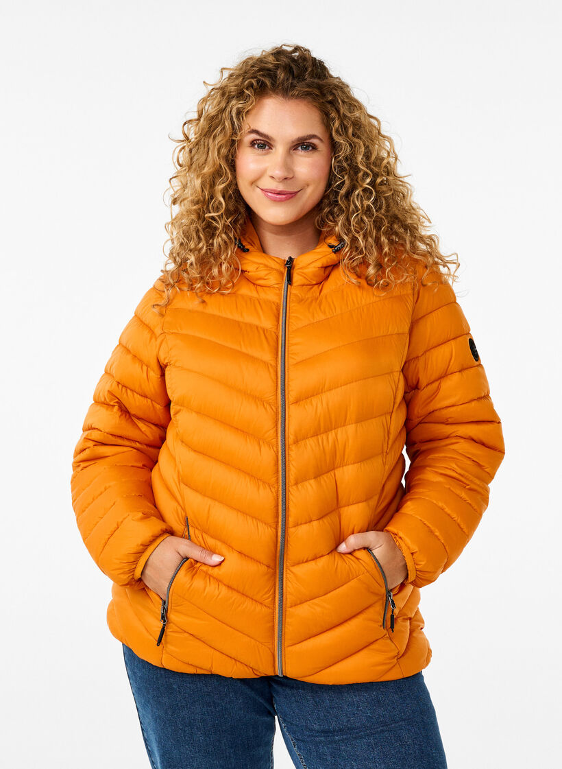 Lightweight jacket with hood, Orange, Model image number 0