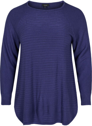 Knitted blouse with round neckline, Deep Cobalt, Packshot image number 0
