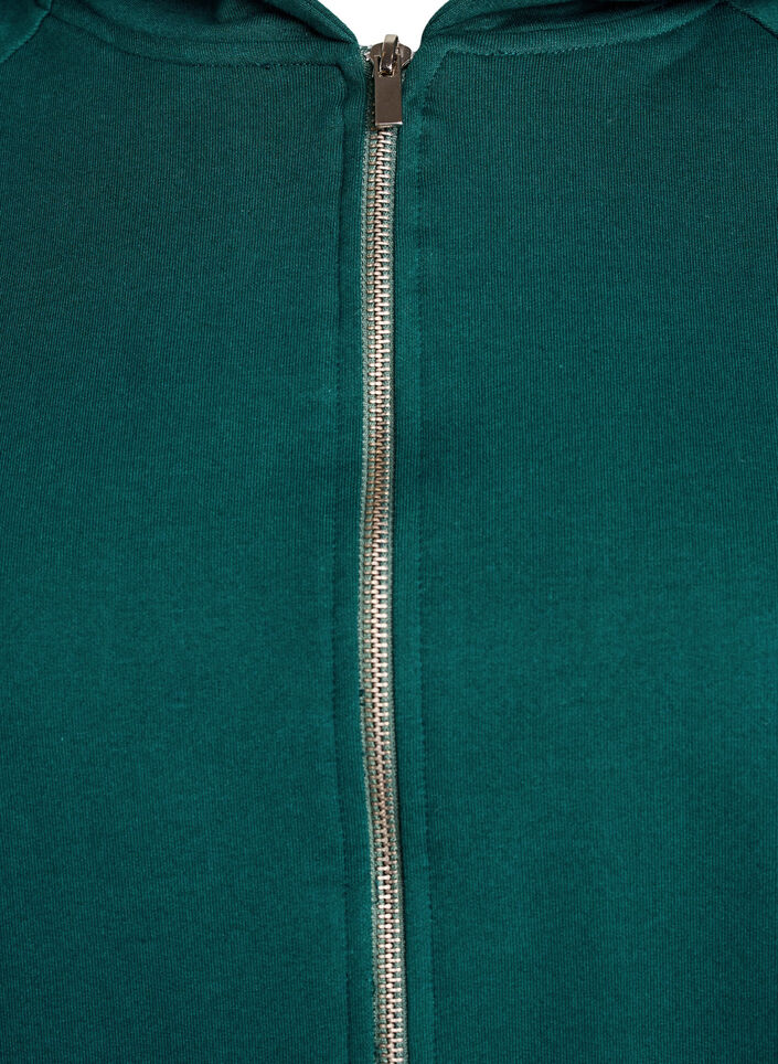 Hoodie with zipper and back print, Green, Packshot image number 2