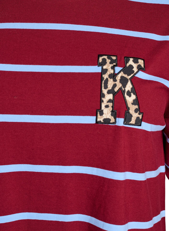 T-shirt with stripes and leopard detail, Red, Packshot image number 2