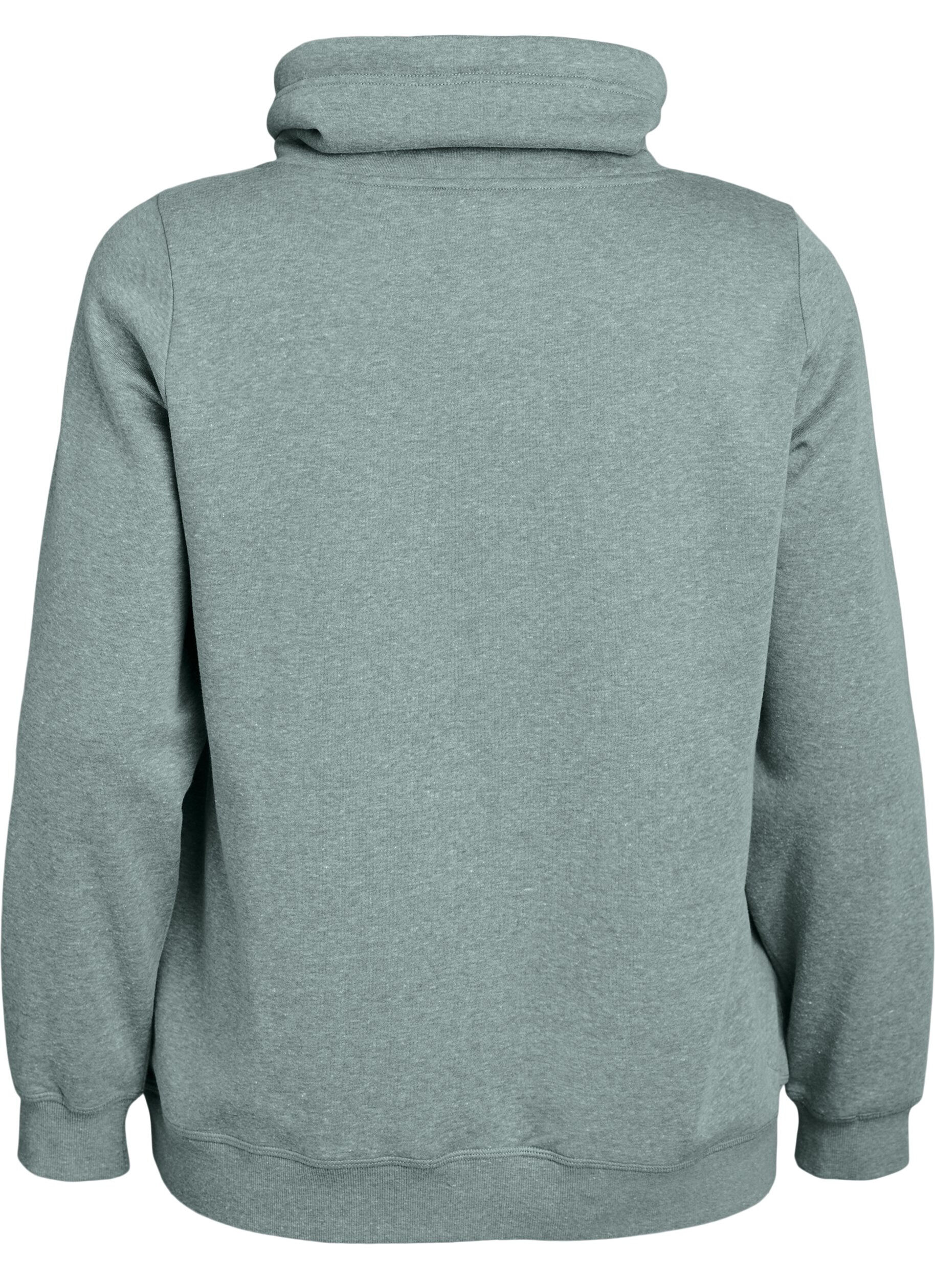 Zizzifashion Sweatshirt with high collar and pockets, Green, Packshot image number 1