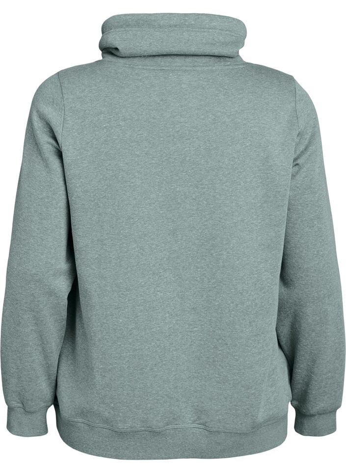 Sweatshirt with high collar and pockets, Green, Packshot image number 1