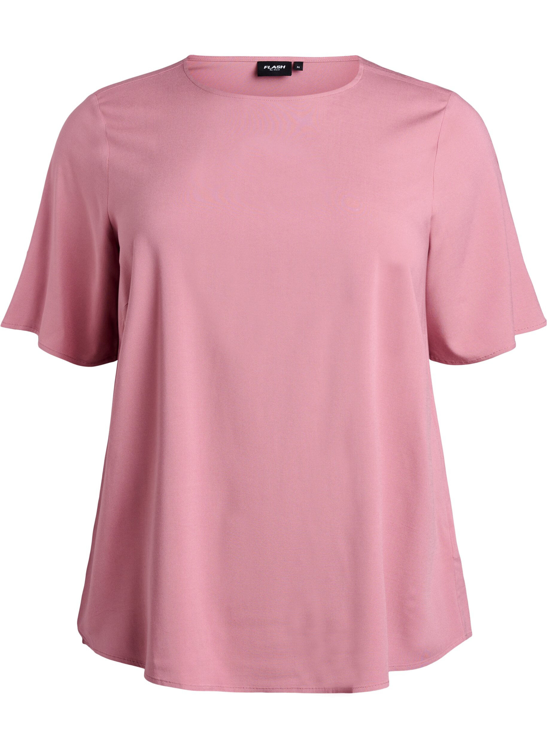 Zizzifashion Short-sleeved woven blouse with round neck, Rose, Packshot image number 0