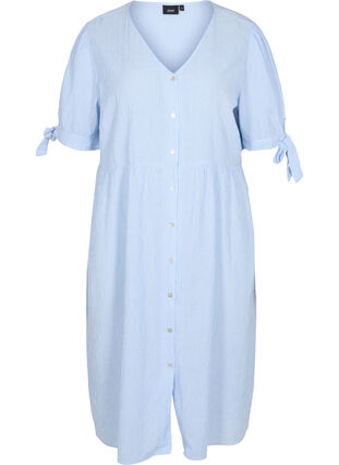 Striped cotton shirt dress, Blue Stripe, Packshot image number 0