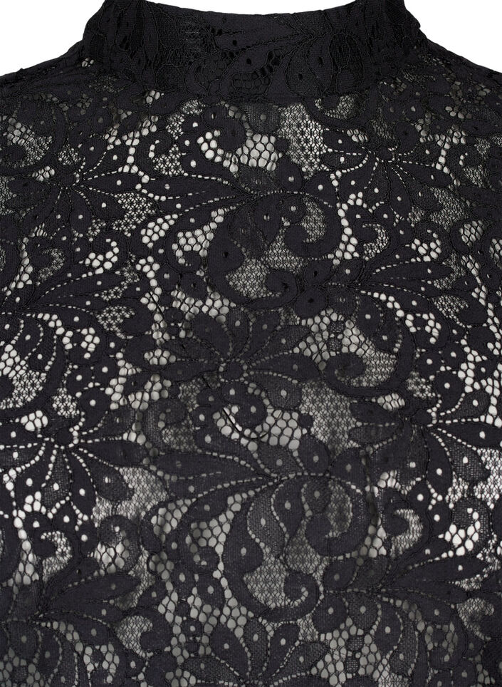 Lace blouse with bow detail, Black, Packshot image number 2