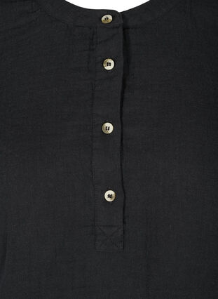 Cotton blouse with buttons and 3/4 sleeves, Black, Packshot image number 2