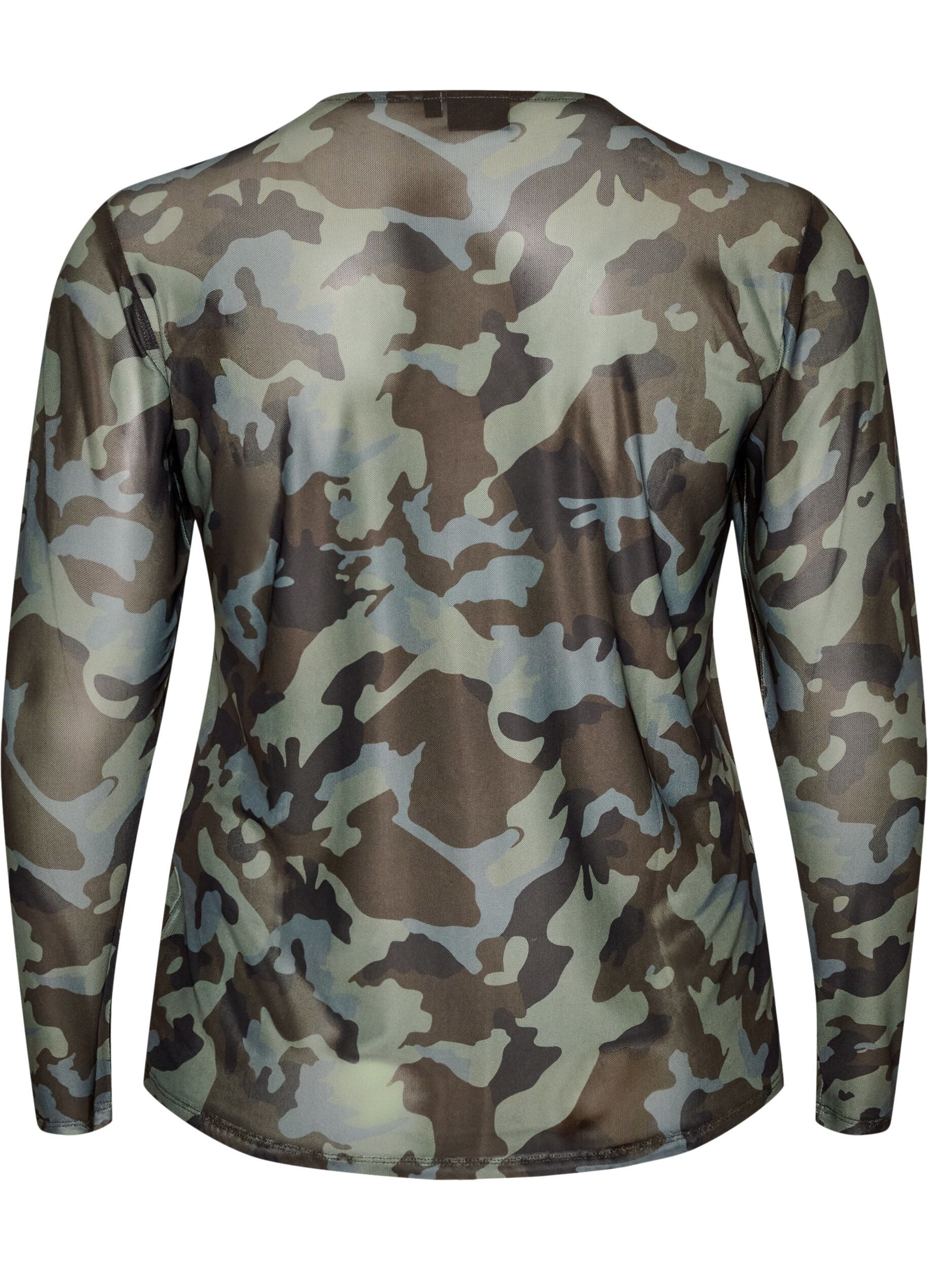 ZizzifashionMesh blouse with print, Green, Packshot image number 1