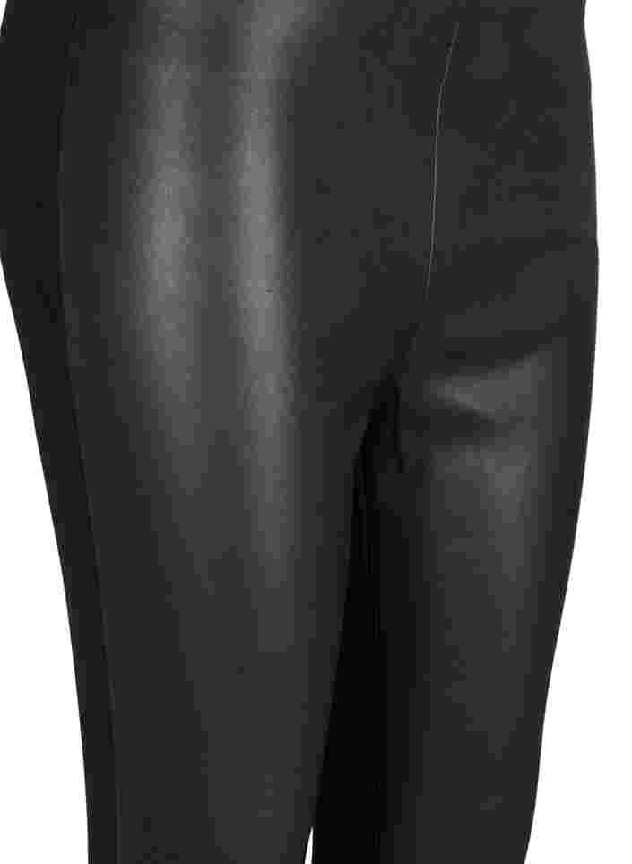 Leggings with faux leather, Black, Packshot image number 2
