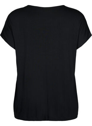 Short-sleeved viscose t-shirt with print, Black W. Lips, Packshot image number 1