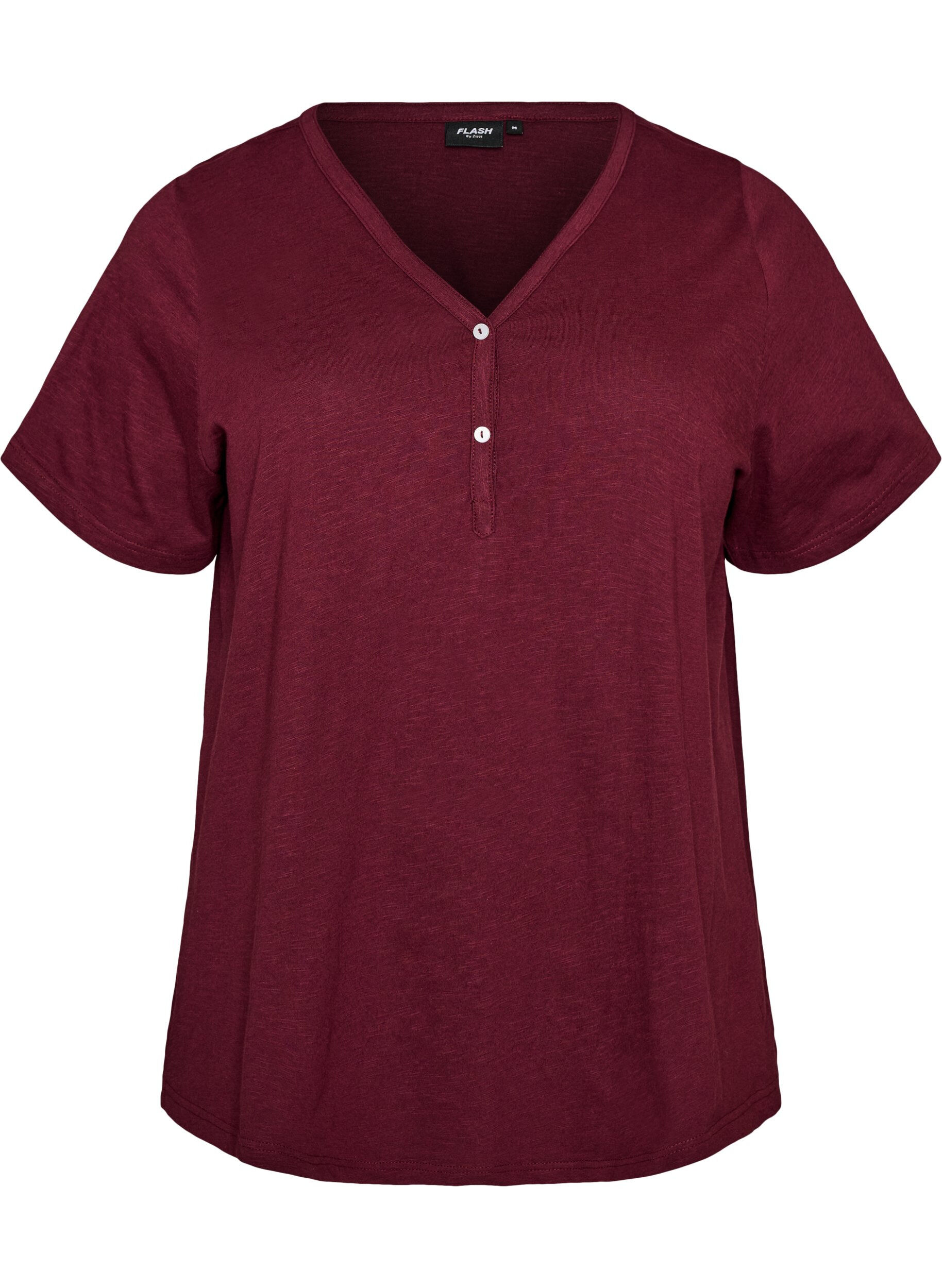 ZizzifashionT-shirt with button detail, Dark Bordeaux, Packshot image number 0
